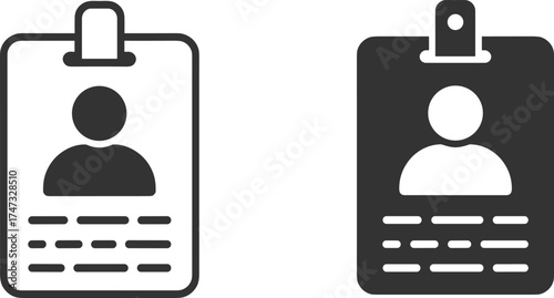 Identification card vector icons, employee badge illustration, ID holder symbol, personal profile icon design, office access pass graphic