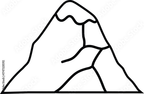 Simple mountain sketch of snow peak showing clear summit and base