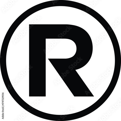  Registered trademark symbol vector, intellectual property rights protection icon, legal registration mark logo, brand ownership sign, black and white design illustration