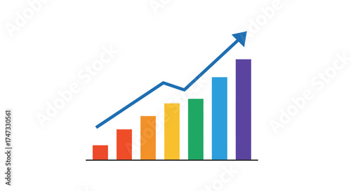 Free Download Bar graph showing growth with an upward trending arrow. - GFXLoad