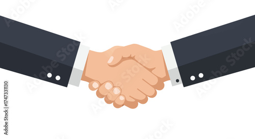 Illustration of a handshake between two people in suits.