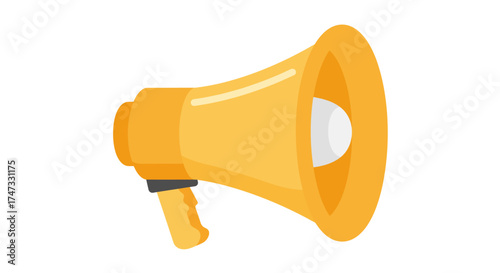 Yellow megaphone with a white sound projection device.