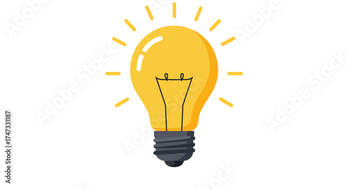 Illustration of a glowing light bulb on a white background.