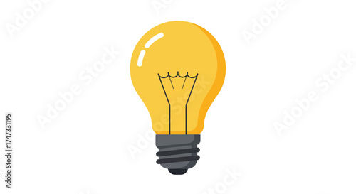 Illustration of a yellow light bulb with a gray base.