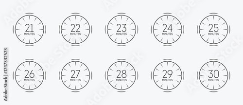 Clock faces time icons collection simple design