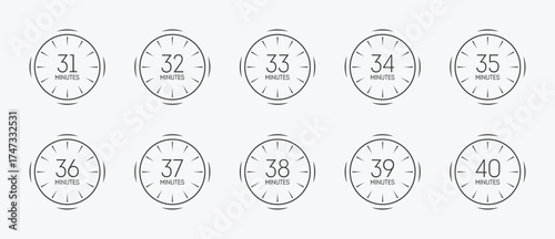 Clock icon set collection with outline style