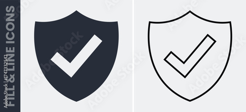Shield check mark icon security approved verification stamp