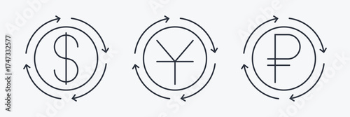 Global currency symbols money exchange concept art