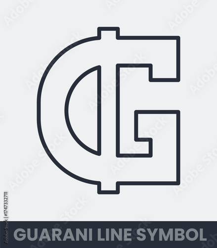 Guarani currency symbol line art icon simple