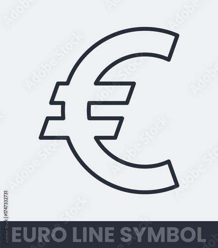 Euro money symbol simple line art icon