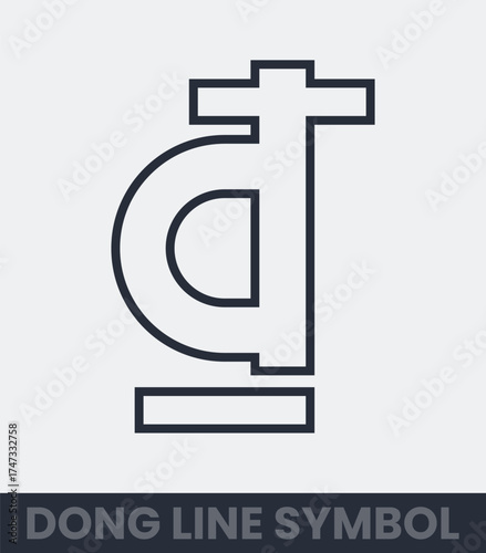 Vietnam dong currency symbol simple line art