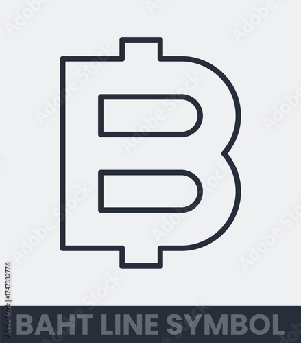 Baht currency symbol line art icon simple vector