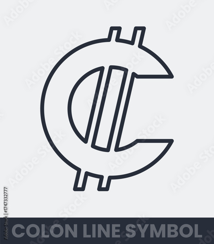 Simple line art symbol for costa rican colon currency