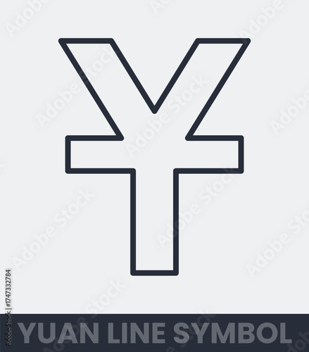 Simple yuan currency symbol line art icon