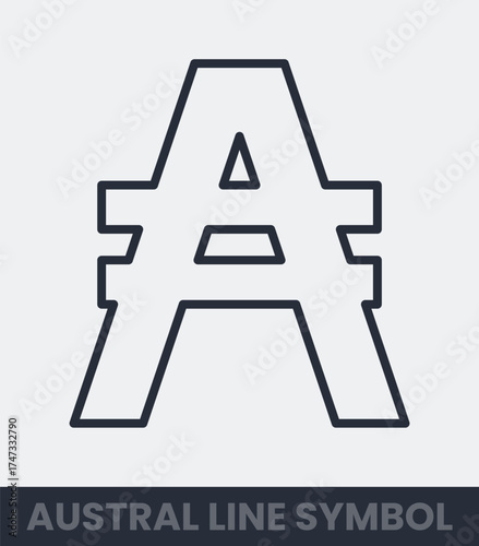 Austral currency symbol simple line icon