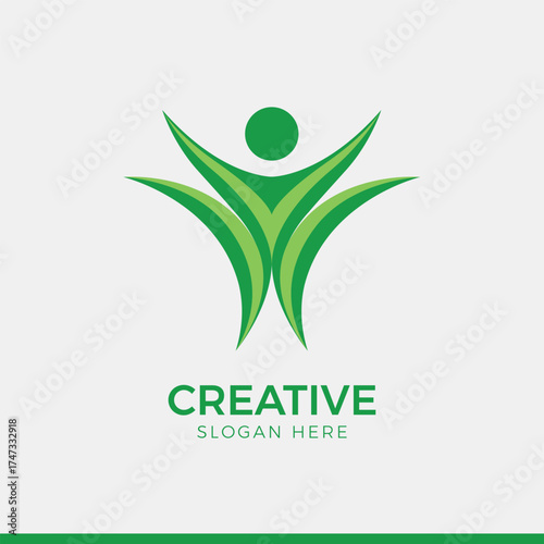 Green human abstract logo design symbol