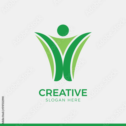 Green human body shape abstract logo design