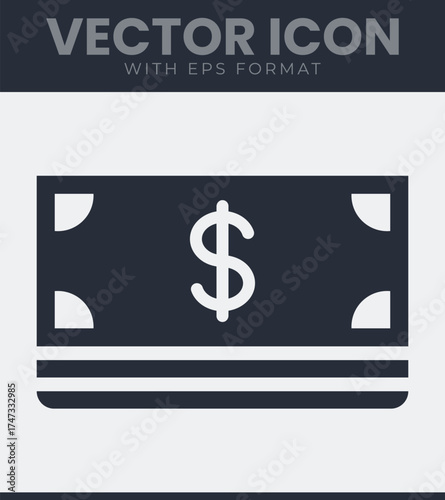 Money icon cash dollar sign vector graphic
