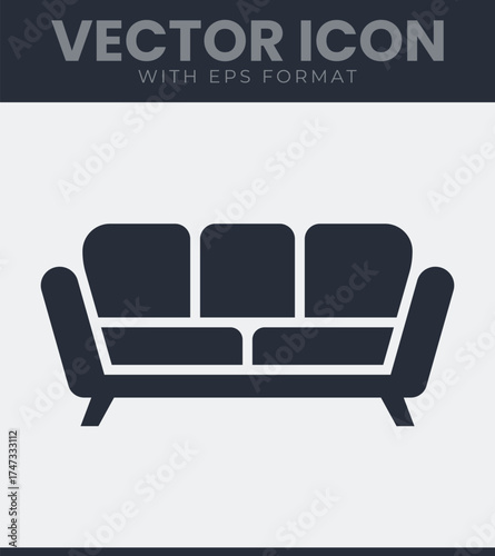 Sofa vector icon simple furniture modern living room
