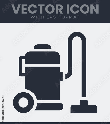 Simple vacuum cleaner icon for home cleaning