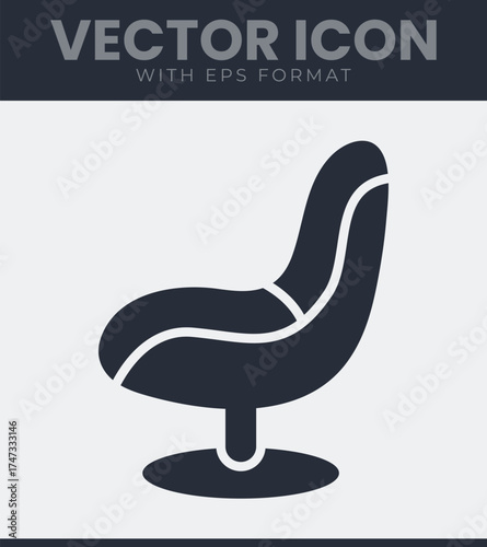 Modern armchair vector icon simple furniture design