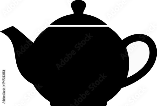 Black teapot silhouette isolated