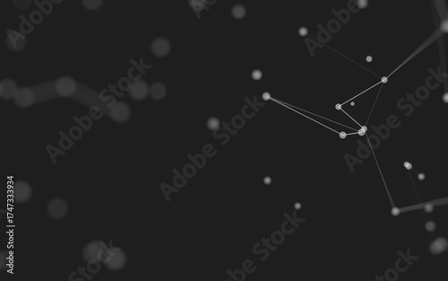 Abstract background. Molecules technology with polygonal shapes, connecting dots and lines. Connection structure. Big data visualization.