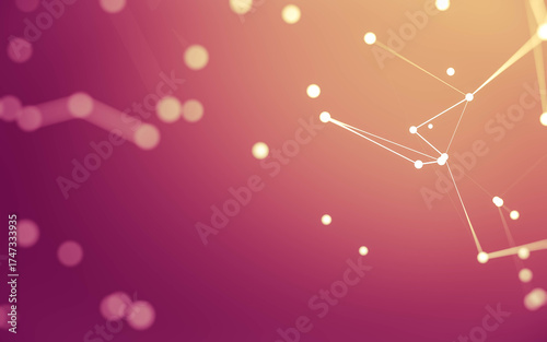 Abstract background. Molecules technology with polygonal shapes, connecting dots and lines. Connection structure. Big data visualization.