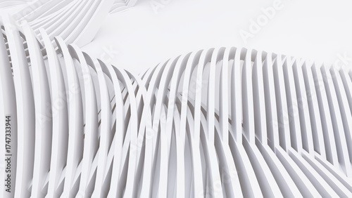 Abstract Curved Shapes. White Circular Background.
