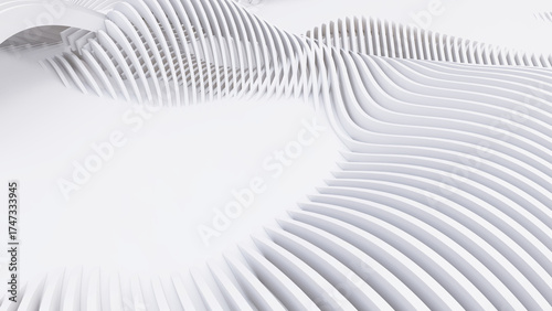 Abstract Curved Shapes. White Circular Background.