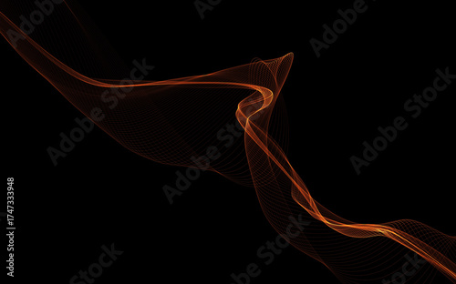 Dark abstract background with a glowing abstract waves