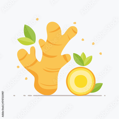 Fresh ginger root and slice