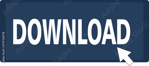 Computer mouse cursor clicking on a blue download button.
