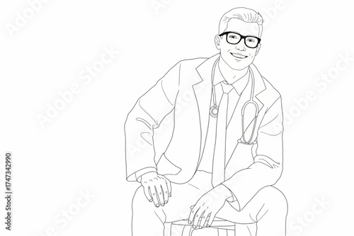 Close up on doctor health worker vector illustrations