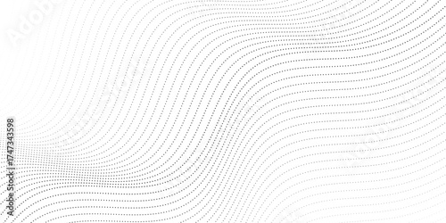 Undulate gray wave swirl. frequency soundwave; twisted curve lines with blend effect. Technology, data science, geometric border pattern. Isolated on white background. Vector illustration	