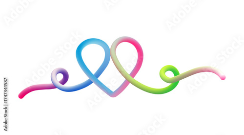 Cinta fluida 3D con corazones entrelazados