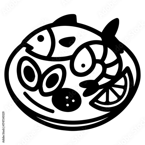 Seafood platter icon with transparent background fresh seafood illustration
