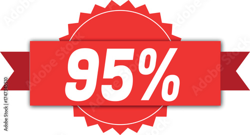 Red ninety five percent discount sale banner illustration.