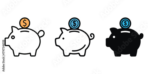 piggy banks with coins showing savings