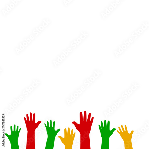 Raised Colorful Hands Silhouettes