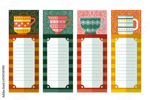 A delightful assortment of cup-themed notepads and bookmarks perfect for beverage lovers, adding a touch of charm and creativity to writing, studying, or note-taking.