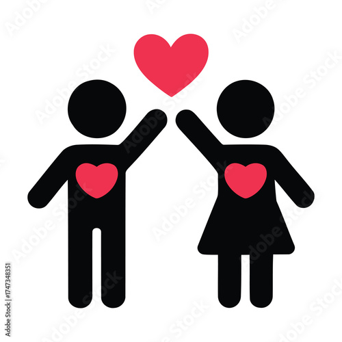 Couple with hearts symbolizing love and connection. happy family with heart. couple with heart