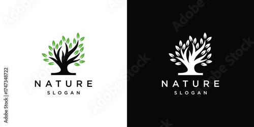 Growth Tree vector logo design. Natural Vector Tree Logo.