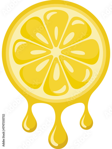 Juicy lemon slice dripping refreshing citrus juice close up detail