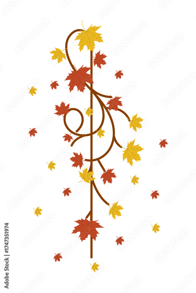 Fototapeta premium Autumn Maple Branch Design – Fall Leaves Vector Illustration