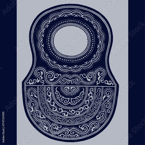 This artwork features a geometric circular motif designed with elegant lines and intricate patterns, showcasing harmony and unity in artistic expression.