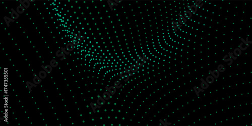 Technology texture background with green dots on dark background.futuristic big data digital concept.