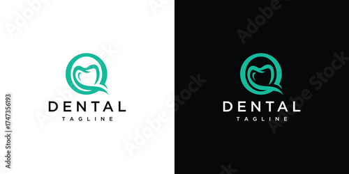 letter Q logo design with teeth, design for a luxurious, elegant and simple business.	
