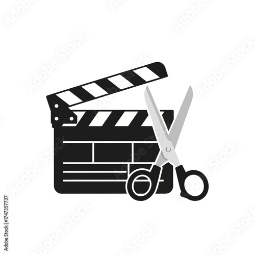 Movie Clapperboard and Scissors