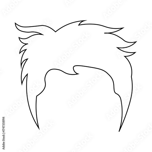 Hand Drawn Man Hairstyle. Vector Line Art